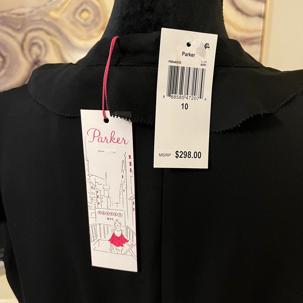 NWT Parker Tangia Black Silk Dress, size 10 - Picture 7 of 9